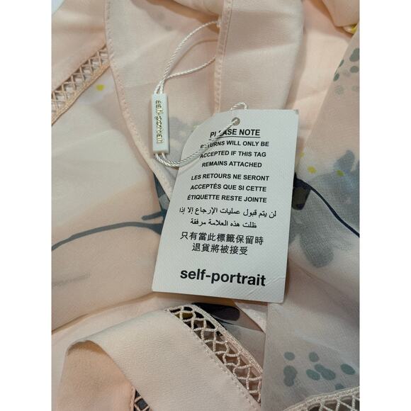 Self-Portrait Graphic Print Floral Dress Blush Pink NEW Size 6 - Picture 10 of 12